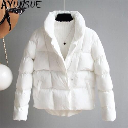AYUNSUE 2020 Parka Winter Jacket Women Clothes Warm Down Cotton Bubble Coat Female Puffer Jacket White Mujer Parkas KJ5018