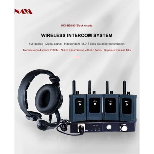 NAYA HDI BS180 Full Duplex Wireless Intercom System Transmission One Drag Four Distance 2000m Support Switcher Guide Station