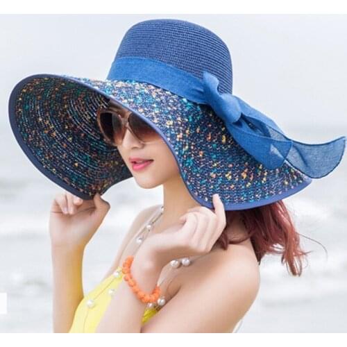 Elegant Ladies Summer Hats 2021 New Straw Hats For Fashion Bow Women Beach Sun Hats Foldable hat Chapeau Femme