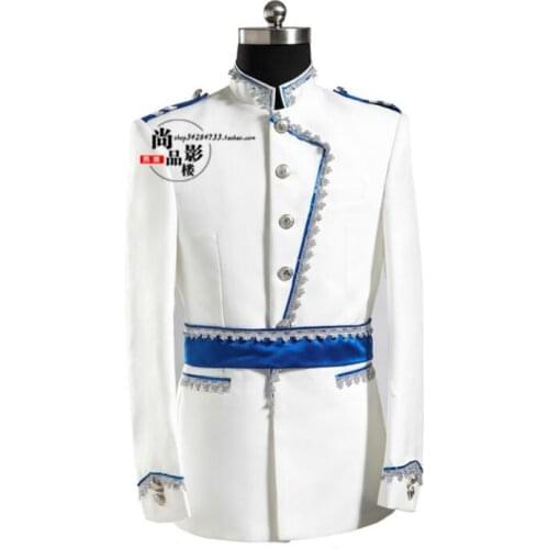 European court men blazer designs masculino homme terno stage costumes for singers men blazer dance clothes jacket dress white