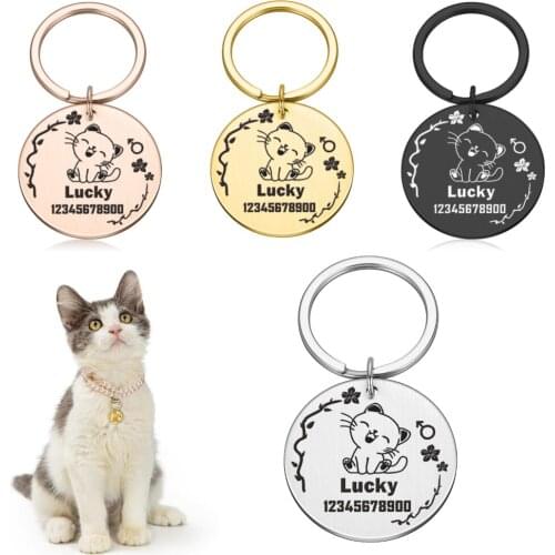 Pet ID Tags Personalized Cat Dog Keychain Free Engraved Pet ID Name for Cat Puppy Dog Collar Tag Pendant Keyring Pet Accessories