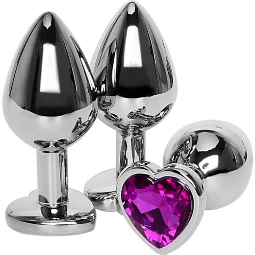 IKOKY Stainless Steel Heart Shaped Anal Plug Sex Toys For Woman Men Gay Butt Plug Erotic Crystal Jewelry Prostate Massager