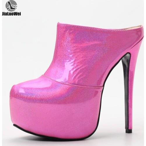 JIALUOWEI 16cm high heel Sexy Unisex Super High Platform Stiletto Heels Party Club Queen Shoes Pumps size 5-15