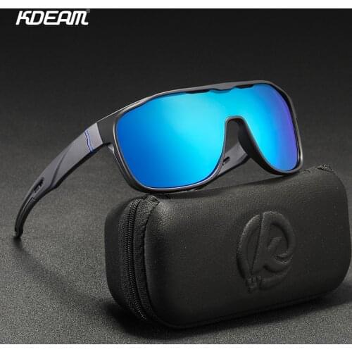 KDEAM Light Weight Durable One Piece Sport Sunglasses Polarized Men Brand Safety UV400 Driving Goggle Windproof Shield with Case