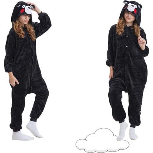 Black White Bear Kigurumi Animal Onesie Danganronpa Monokuma Pajama Kids Boys Girls Cartoon Overalls Suit Polar Fleece Sleepwear