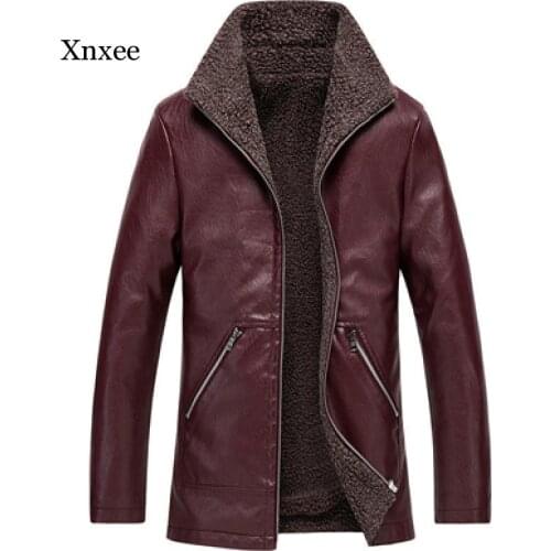 Leather Mens Jacket Winter Men Fleece Thick Warm Biker Coats Male Faux Leather Slim Motorcycle Jackets Clothing