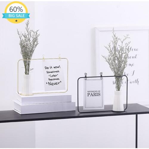 Metal Ceramic Fashion Nordic Vase Simple Gold Small Table Creative Flower Vase Modern Vaso Decorativo Room Accessories AH50VS
