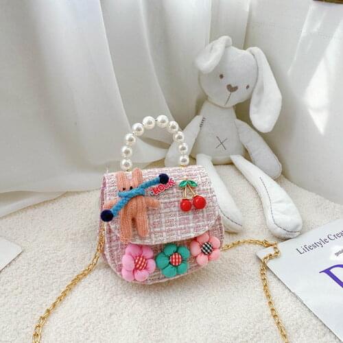 Girl Mini Handbag Autumn Winter Baby Girls Princess Pearl Messenger Bag Korea Chain Purse