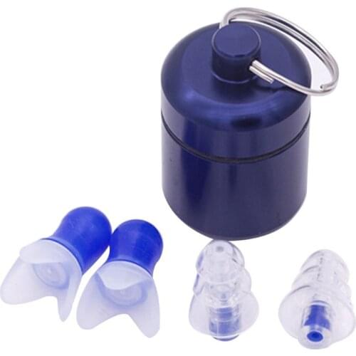 1Set Soft Silicone Reusable Earplugs Noise Cancelling Ear Plugs with Aluminum Box Holder for Concerts Sleeping Bar DJ Sports
