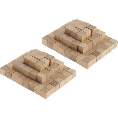 Set Of 200 Wooden Building Bricks Cubes Kids Toy Gift DIY Craft Carving Set