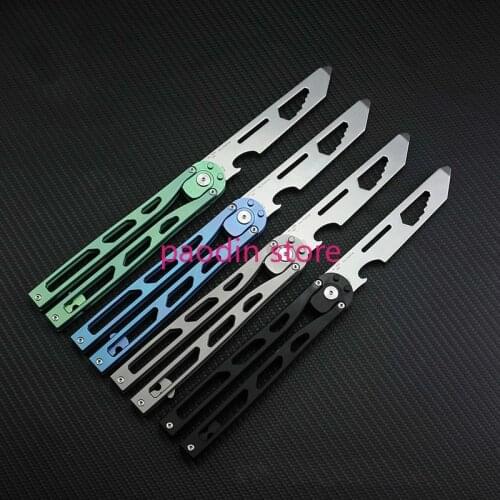 New Structure Trainer Butterfly 8cr Blade Titanium Handle Training Knife Camping Hunting EDC Multi Tools Free-swinging Knifes