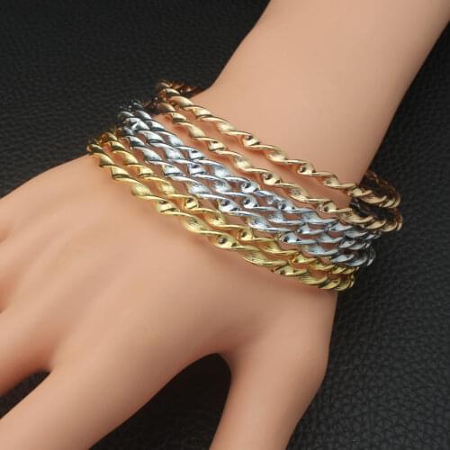 Newest Personality Simple Round Stainless Steel Jewelry 3 Colors 70mm Bangles For Women BFAZAABF