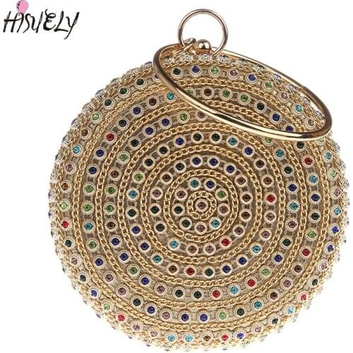 2021 New Vintage Diamonds Evening Bag Day Clutch Hand Bag Bride Bag Free Shipping Bling Gold Wedding Purse Female Handbag WY229