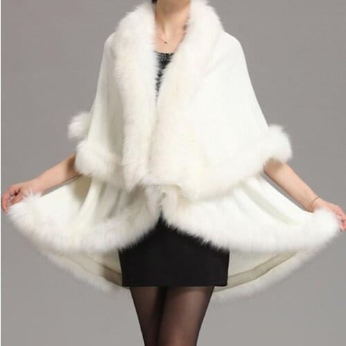 New Fashion winter faux fur Coat Black Long Cardigan shawl fur collar faux fur coat knit sweater jacket and long cardigan Cape