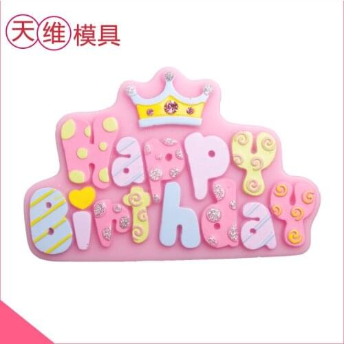 New arrival Happy Birthday letters shape Silicone Mold Handmade Soap Gypsum Mold fondant cake decoration tools