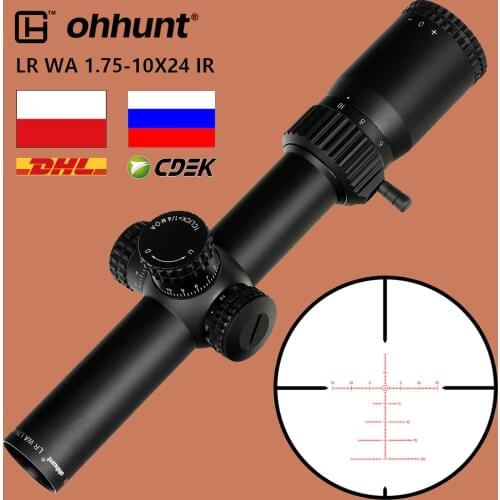 Ohhunt Hunting LR 1.75-10X24 IR Compact Riflescope Red Illumination Optical Sights Glass Etched Reticle with Turrets Lock Reset