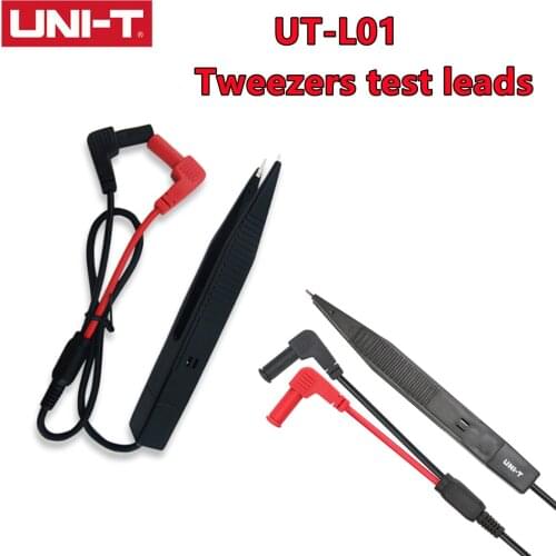UNI-T UT-L01TweezersTest Leads 450mm Practical Tweezers Test Clip Connection Wire Patch Fixture Universaltest Leads 5mm Probe