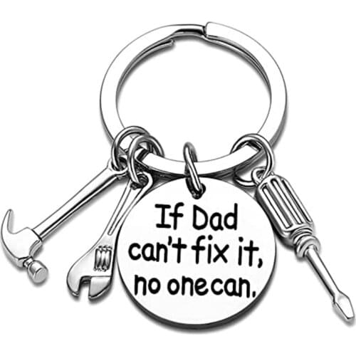 Dad Keychain Mini Tools Round Lettering "if Dad Can Not Fix It" Car Trucker KeyChains Father Gifts for Men Daddys Key Rings