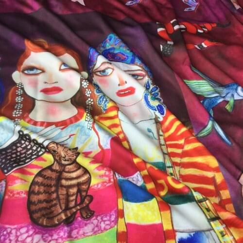 170x148cm printed bubble satin polyester fabric cloth Custom production brand fashion clothing dress fabric wholesale