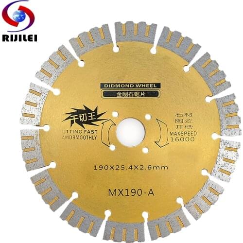 RIJILEI 190mm/7Inch Dry Cutting King Diamond Cutting Blade Slotted Wall Saw Blade Granite Marble Cutting Diamond Wheel MX17