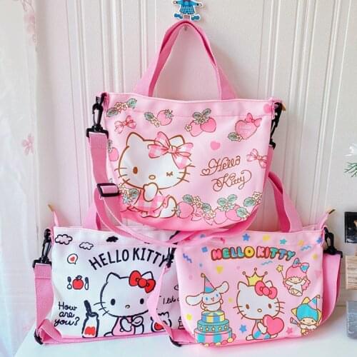 Sanrio Hello Kitty girl boy messenger shoulder bag cartoon canves handbag shopping bag