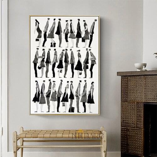 Nordic Black White Abstract Characters Poster Painting Canvas Print Art Wall Pictures For Living Room Bedroom Unique Home Decor