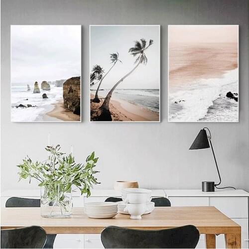 Coastal Sunrise Nature Scenery Wall Nordic Canvas Art Print Sky Sea Sunset Painting Landscape Scandinavian Decor Picture