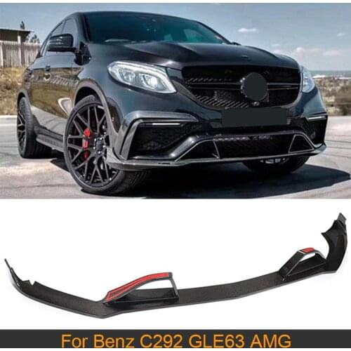 Carbon Fiber Front Bumper Lip Chin Spoiler For Mercedes-Benz GLE Class C292 GLE63 AMG 2015-2019 Car Front Bumper Lip Spoiler