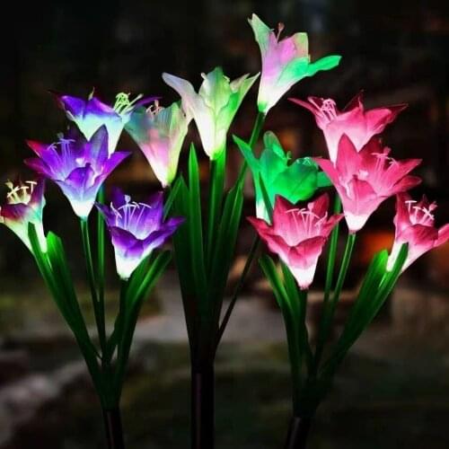 Lily Flower LED Lights Outdoor Garden Flower Lights Landscape Decoration Party Valentines Day Wedding Decoration Christmas Decor
