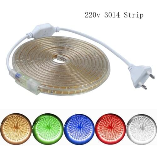 LED Light Strip Patch 3014 220V Waterproof Flexible Light Ribbon Tape Lamp String Uniform Light Emission