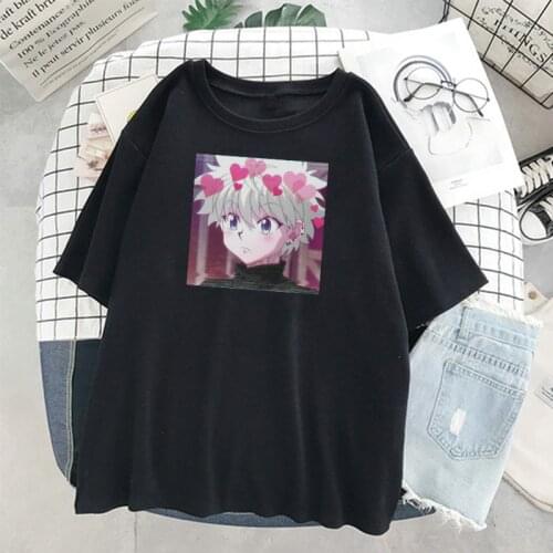 Hunter X Hunter Print Tops Women T-shirt Gothic unisex Loose Tops High street Killua Zoldyck Tee Short sleeve Harajuku Manga top
