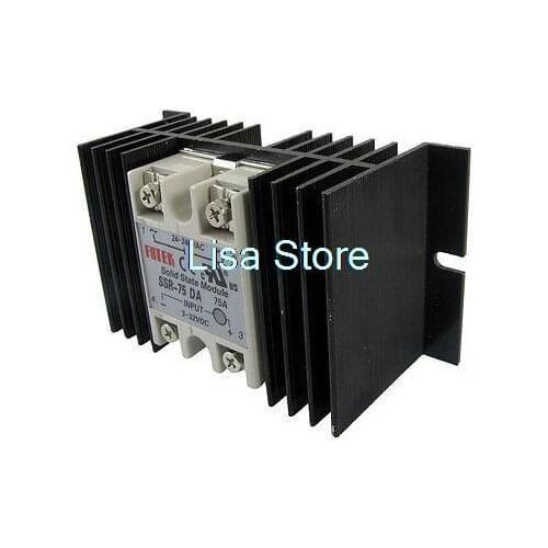 DC to AC Solid State Relay SSR-75DA 75A 3-32V 24-380V + Aluminum Heat Sink