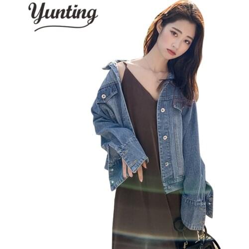 Vintage Long Sleeve Crop Jean Jacket Women Spring Autumn Single Breasted Coat Female Outwear Casual Denim Jackets