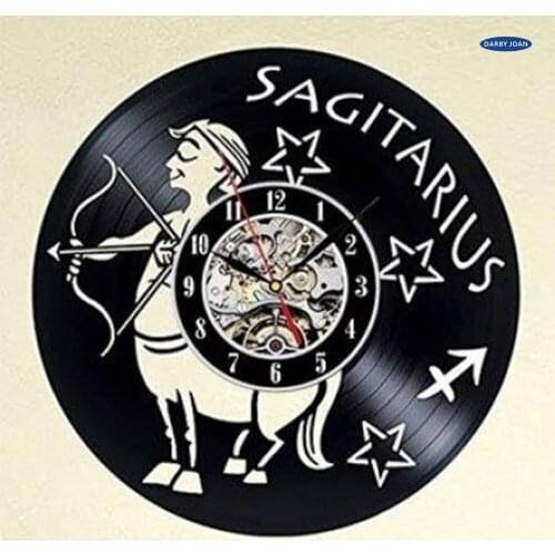 Sagitarius Horoscope Vintage Vinyl Clock Creative Gift saat dial vision,wall clock saat alarm clock reloj large wall clock