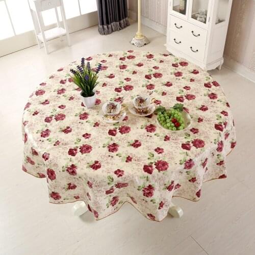 Waterproof Table cloth Oil Round Tablecloth Flower PVC Tablecloth Home Kitchen Dining