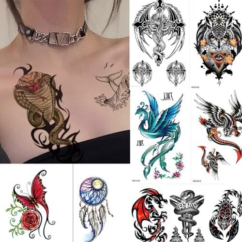 Temporal Tattoo Phoenix Snake Fox Fake Tattoo Wolf Tiger Waterproof Fake Tatoo Sticker women Man Gril Boy Body Jewelry Decals