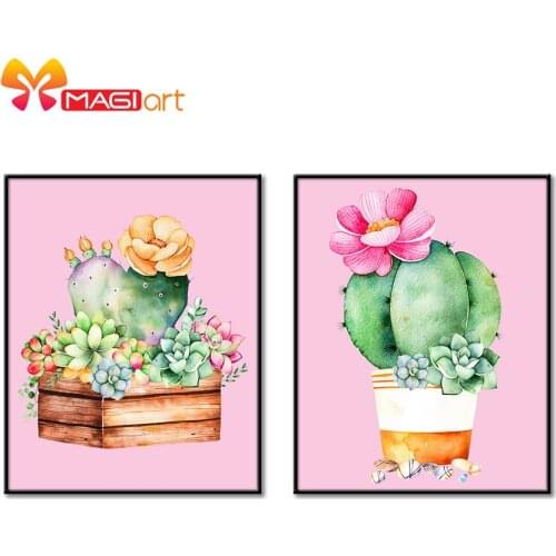 Cross stitch kits Embroidery needlework sets 11CT water soluble canvas patterns 14CT Floral style succulents bloom-NCMF207