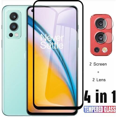 4 in 1 Tempered Glass For OnePlus Nord 2 5G Full Cover Screen Protector Glass For One Plus One+ Nord2 5G Protective Lens Film