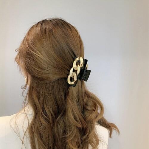 Fashion Chain Hair Claws Elegant Acrylic Hairpins Barrette Crab Hair Clip Headwear for Women Girls Hair Accessories Make UP Tool