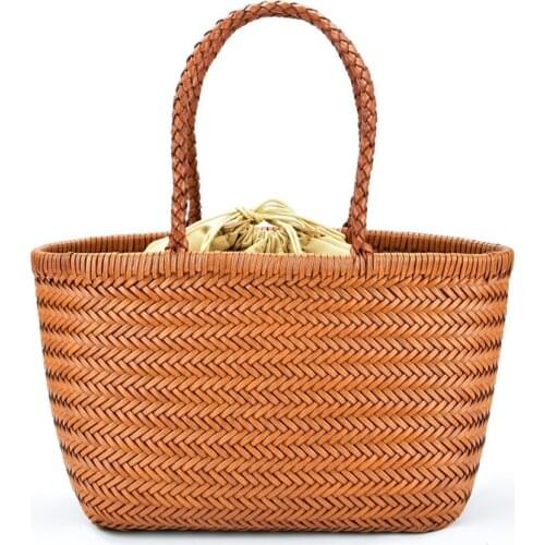 Womens Genuine Leather Woven Shoulder Bag with Inner Bag Weaving Casual Shopping Bag Vintage Tote Purse Cowhide Cross Hand Bags