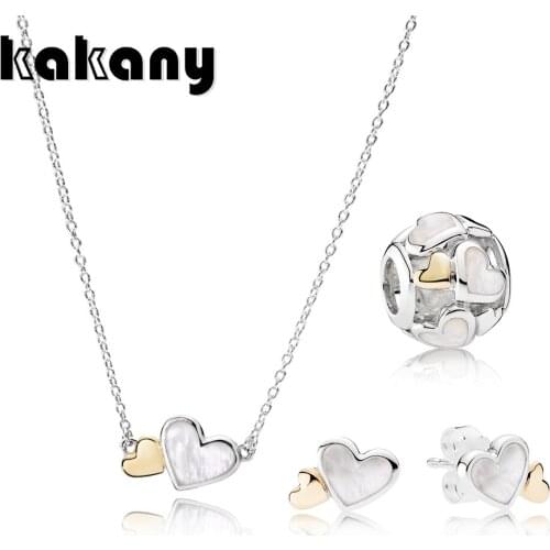 Spring New High-quality 100% S925 Sterling Silver Elegant Heart-shaped Romantic Suit Original Ladies Fashion Jewelry