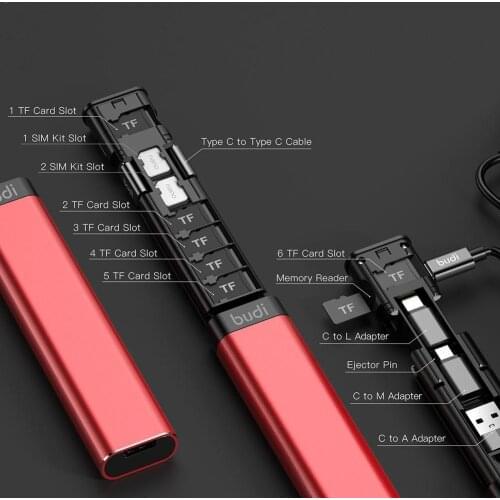 1Pcs Universal Portable Red BUDI Multifunctional Data Data USB Storage Head Cable Conversion Supplies Cable Phone Universal N9P6