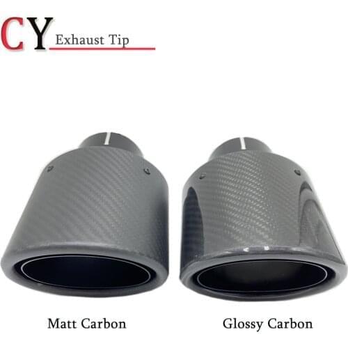 1 PCS Out 115mm Oval Slanted Carbon Fiber Car Exhaust Tips Black Stainless Steel Exhausts Tips Muffler Pipes For BM-W