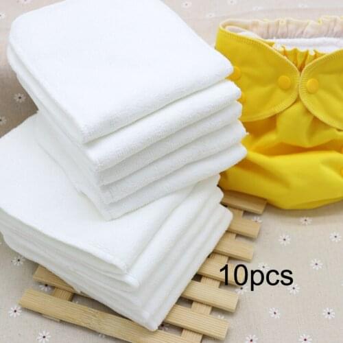 Baby Ecological Diapers Washable Diaper Insert 10pcs 3 Layer Microfiber Bamboo Inserts One Size Baby Pocket Cloth Nappy Diaper