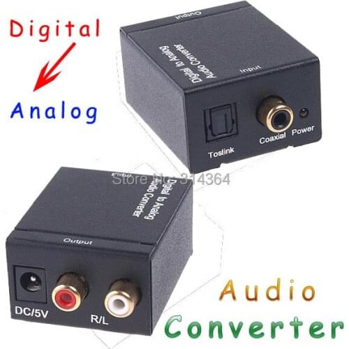 10pcs/lot Converters Audio converter Digital Optical Coax Toslink to Analog Audio Converter adapters free Express shipping