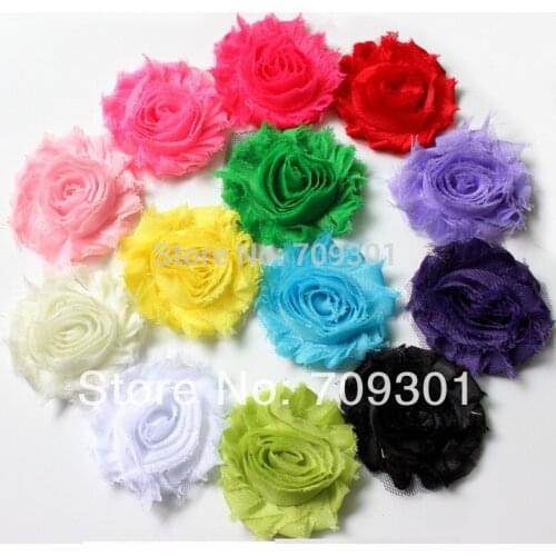 100pcs/13 colors, 2.5" chic shabby flowers,multi frayed shabby flowers for girls headband hair clip
