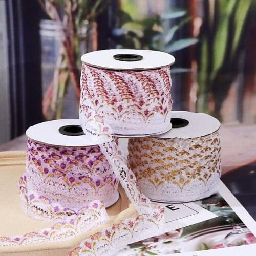 100Yards Floral Pattern Lace Trim Roll Colorful Lace Fabric Ribbon for Sewing Making,Gift Wrapping and Bridal Wedding Decor