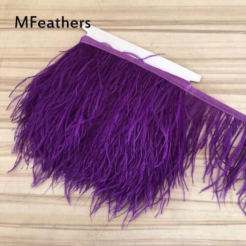 5-10meter long quality ostrich hair trim cloth sideband / strap skirt / dress / suit / jewelry 10-15cm purple color Dyed feather