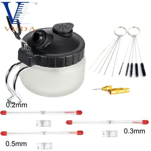 6 Sets Airbrush Cleaning Tools Spray Gun Cleaning Needle Nozzle Brush Glass Pot Holder with Replaceable 3 sizes Needle Nozzle