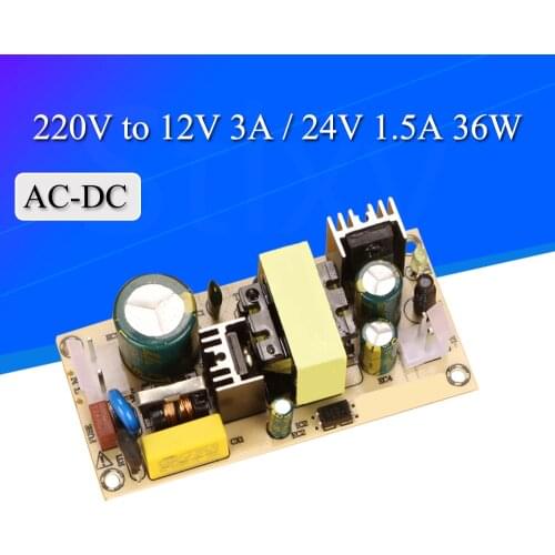 AC-DC 12V3A 24V1.5A 36W Switching Power Supply Module Bare Circuit 220V to 12V 24V Board for Replace/Repair